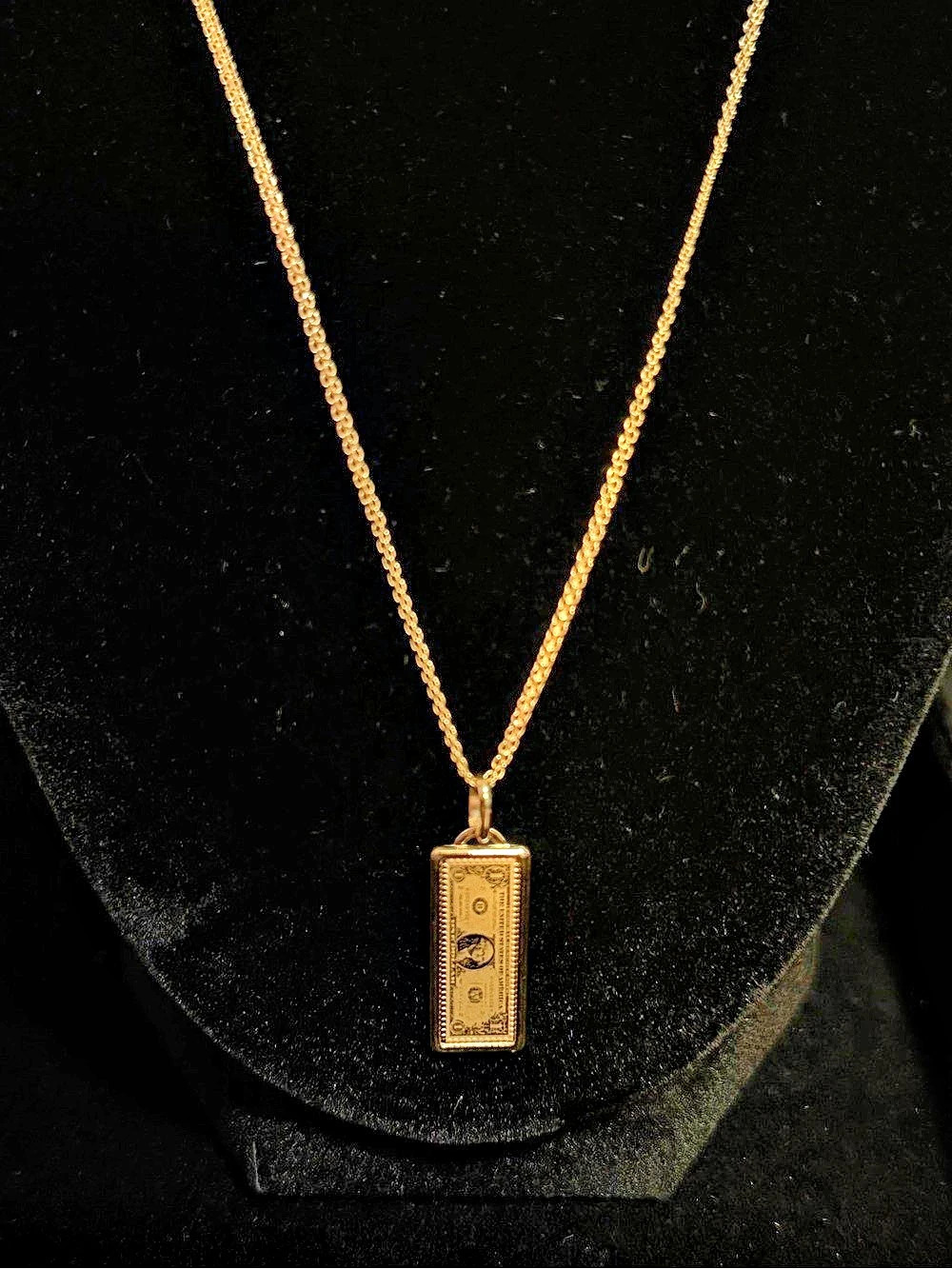 18K Italian Gold $100 Bill Pendant Necklace 4.03g Brand New 18K Money Pendant